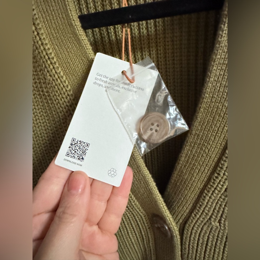 Quince Organic Cotton Fisherman Boxy Cropped Cardigan small NWT herb green - Picture 10 of 12